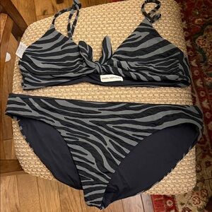 Mara Hoffman Black and Gray Patterned Bikini set size XL
